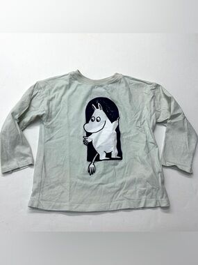 Zara Boys Moomin Graphic Long Sleeve Tee Light Sage Green